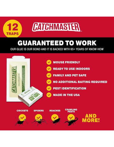 Trampas de Pegamento Catchmaster para Insectos y Plagas - 12 Unidades