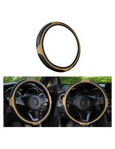 Cubierta de Volante de Coche KHGUZ Fibra de Carbono Beige 38cm