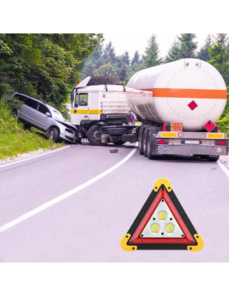 Triángulo de Advertencia LED Lwuey 18x18cm Recargable