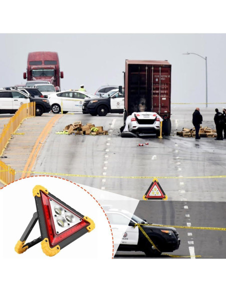 Triángulo de Advertencia LED Lwuey 18x18cm Recargable