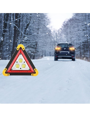 Triángulo de Advertencia LED Lwuey 18x18cm Recargable