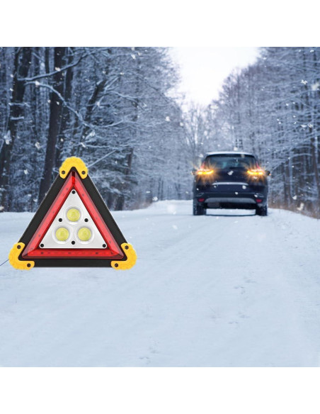 Triángulo de Advertencia LED Lwuey 18x18cm Recargable