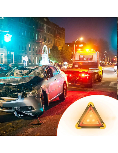 Triángulo de Advertencia LED Lwuey 18x18cm Recargable