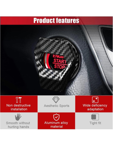 Cubierta de Botón de Inicio/Parada GLSOWEE Fibra de Carbono