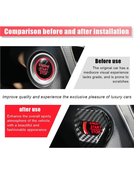 Cubierta de Botón de Inicio/Parada GLSOWEE Fibra de Carbono