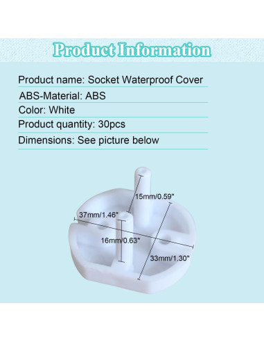 Cubiertas de Enchufes Fielect 30 Pcs Blancas 2-Huecos