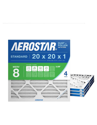 Filtros de Aire Plisados Aerostar 20x20x1 MERV 8 - Paquete de 4