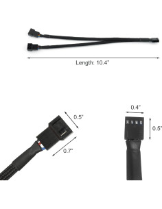Quacc Cable Divisor PWM para Ventilador 2 PCS 26.5 cm Negro 2