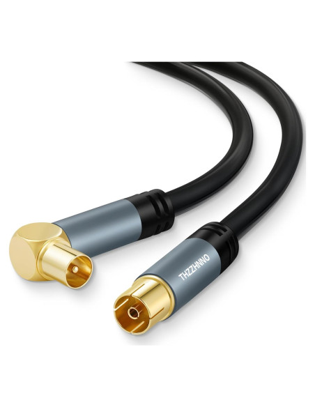 Cable Coaxial RG6 1.0M Zhongben con Conector 90 Grados HDTV