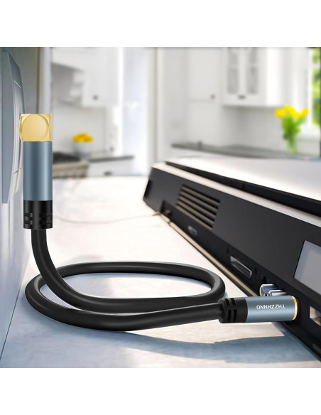 Cable Coaxial RG6 1.0M Zhongben con Conector 90 Grados HDTV