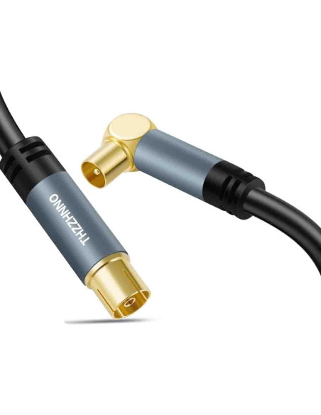 Cable Coaxial RG6 1.0M Zhongben con Conector 90 Grados HDTV