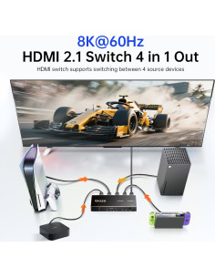 Interruptor HDMI 4 en 1 Biaze 8K@60Hz 4K@120Hz Control Remoto 2