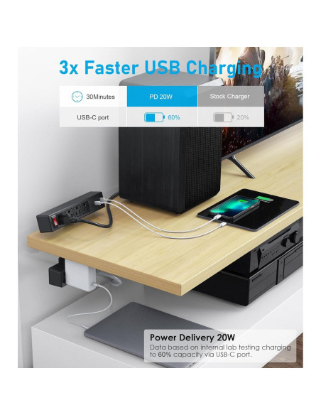 Toma de Corriente con Abrazadera VILONG 10 Salidas AC 3 USB