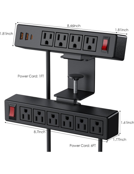 Toma de Corriente con Abrazadera VILONG 10 Salidas AC 3 USB