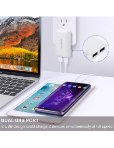 Cargador de Pared USB Dual Pofesun 15W Slim Blanco 2