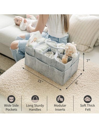 Caddy de Pañales Putska Grande Gris - Organizador Portátil