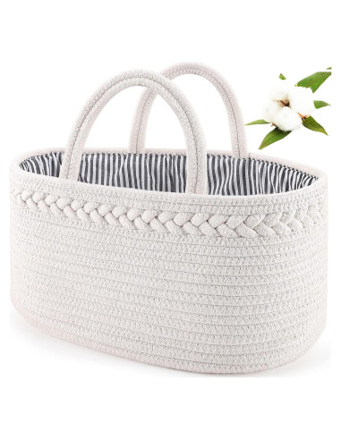 Cesta de Pañales ABenkle Grande Algodón Blanco Organizador