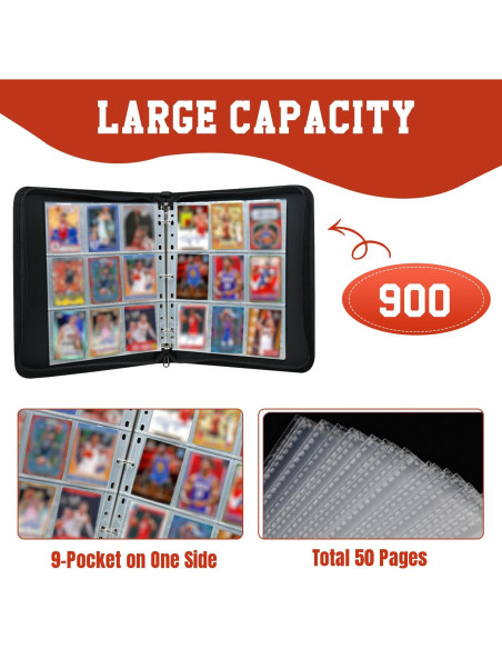 Carpeta de Tarjetas de Baloncesto HUXINO 900 Bolsillos