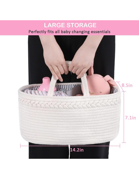 Cesta de Pañales ABenkle Grande Algodón Blanco Organizador