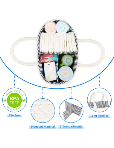 Cesta de Pañales ABenkle Grande Algodón Blanco Organizador