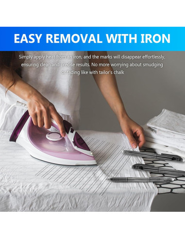 12 Bolígrafos Borrables por Calor para Tela - lyforx Negro