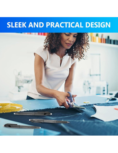 12 Bolígrafos Borrables por Calor para Tela - lyforx Negro