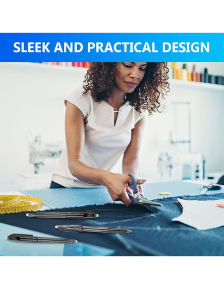 12 Bolígrafos Borrables por Calor para Tela - lyforx Negro