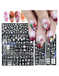 Kit 6 Placas Estampado Uñas Navidad OCOUYVD-237 12x4cm