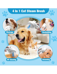 Cepillo de Vapor SOGUE 4 en 1 para Gatos y Perros Blanco 2