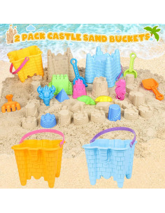 Juguetes de Playa Lenglao para Niños 2 Cubos 4 Moldes 2 Bolsas 2