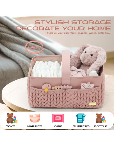 Cesta de Pañales LUKJOJO Rosa Polvoriento 5L Plegable y Ligera