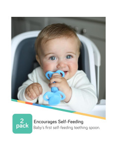 Cucharas de Silicona Nuby Dipeez 2 en 1 Azul Verde 2pk 2
