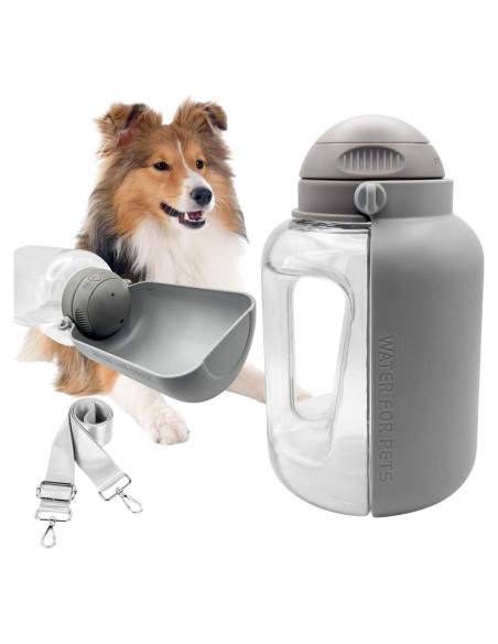 Botella de Agua Portátil para Perros Diamond Mutt 1000ml Gris