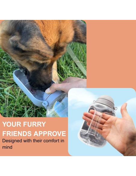 Botella de Agua Portátil para Perros Diamond Mutt 1000ml Gris