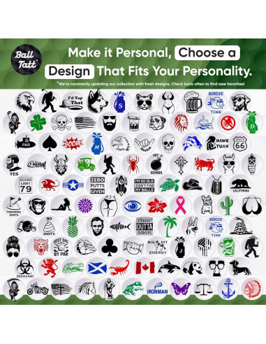 Sello de Pelota de Golf Ball Tatt - Marcador Autoinking Reutilizable