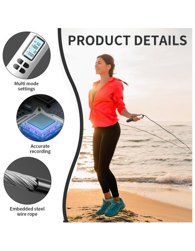 Cuerda de saltar inalámbrica IUUWON 6 cm con contador LCD