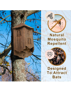 Casa de Murciélagos de Madera VIREESR 3 Cámaras 42.4x27.9cm 2