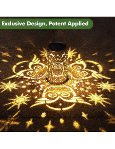 Linterna Solar Impermeable Fabuday Búho 18cm LED Exterior 2