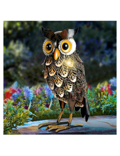 Estatua de Jardín Shorayn Búho Solar 36 cm Metal Multicolor
