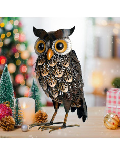 Estatua de Jardín Shorayn Búho Solar 36 cm Metal Multicolor 2