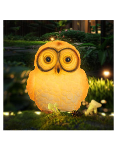 Estatua de Búho Solar RZ.Joyo con Luz LED Cálida 11x14x14.5cm