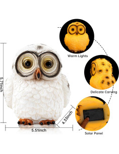 Estatua de Búho Solar RZ.Joyo con Luz LED Cálida 11x14x14.5cm 2
