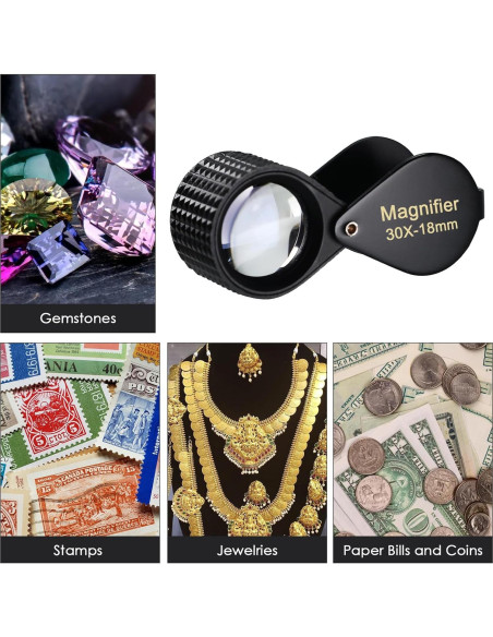 Lupa de Joyero 30x Landtek con Lente de 18mm y Funda de Cuero