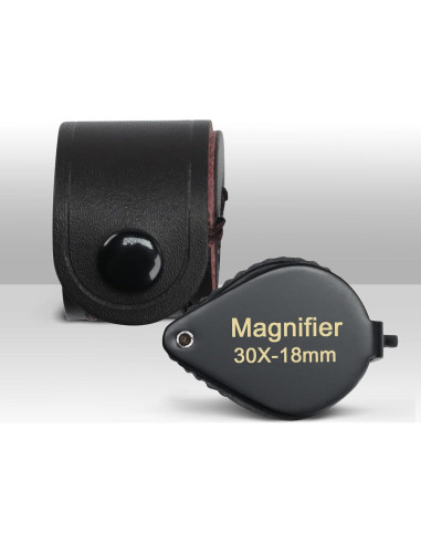 Lupa de Joyero 30x Landtek con Lente de 18mm y Funda de Cuero