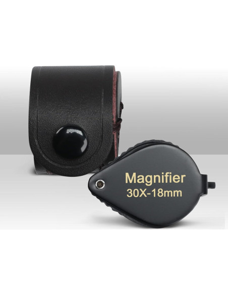 Lupa de Joyero 30x Landtek con Lente de 18mm y Funda de Cuero