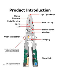 Alicates de Pelar Cables 18 en 1 Nuotuv con Probador de Voltaje 2