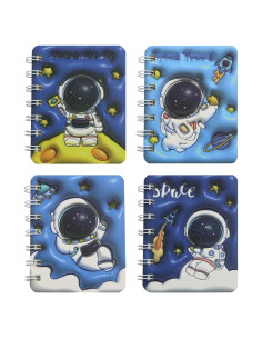 4 Cuadernos Espirales Mini Astronauta A7 8x10.5cm Geluode