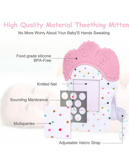 2 Pack Mitones de Silicona para Dentición Vicloon Rosa