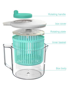 Cutesun Ensaladera 2.37L con Picador de Ajo Manual Azul 2