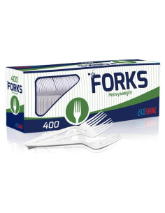 400 Tenedores Desechables BluShine Plástico Pesado 15.24cm